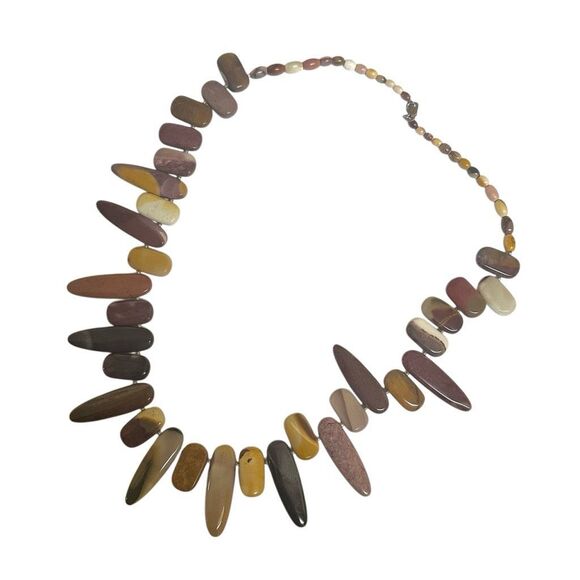 Polished Jasper stone statement necklace sterling silver clasp - Picture 12 of 13